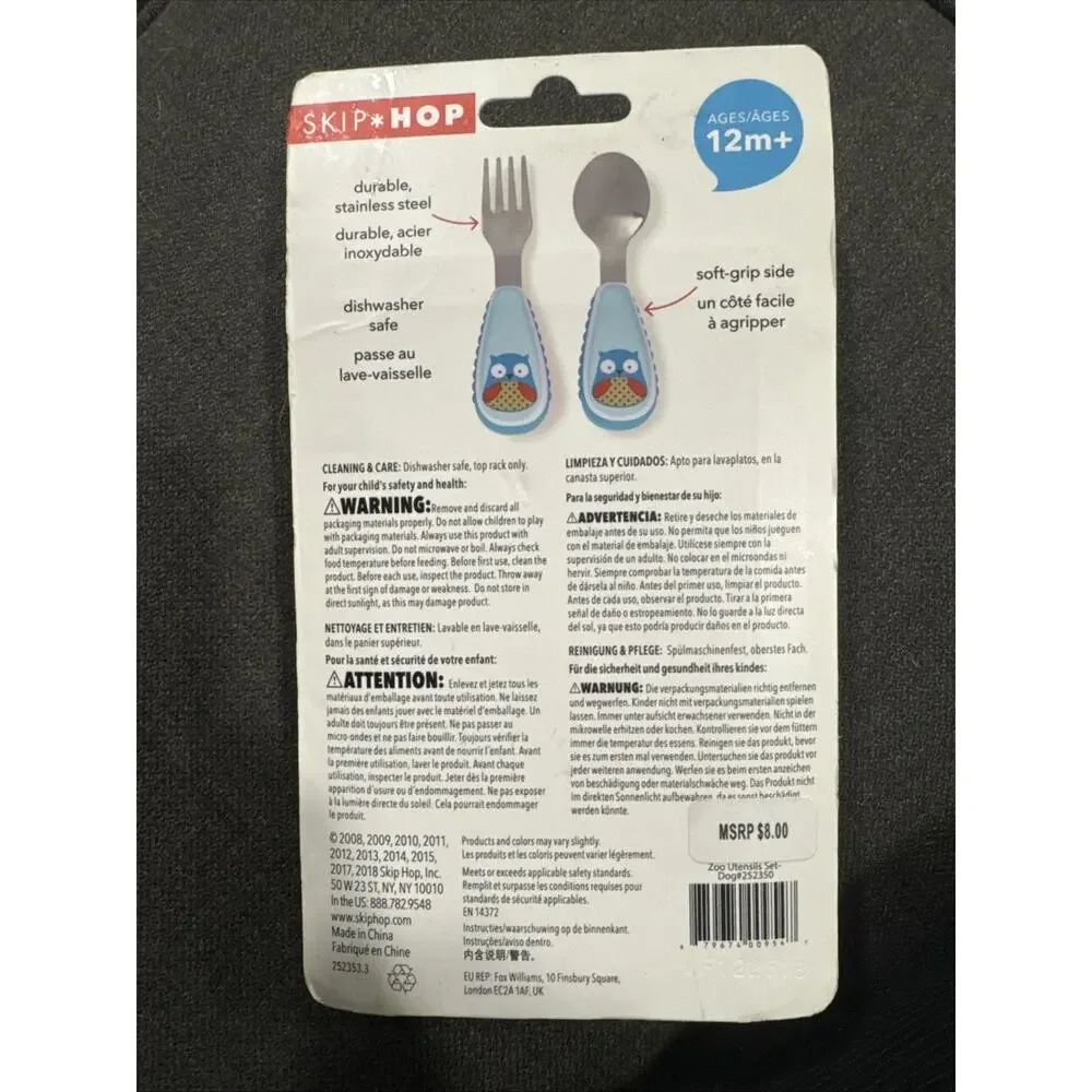 Skip Hop Toddler Utensils, Zootensils Fork & Spoon Set Dog